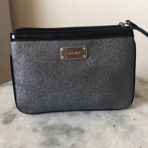 Nine West Wristlet, silver and black